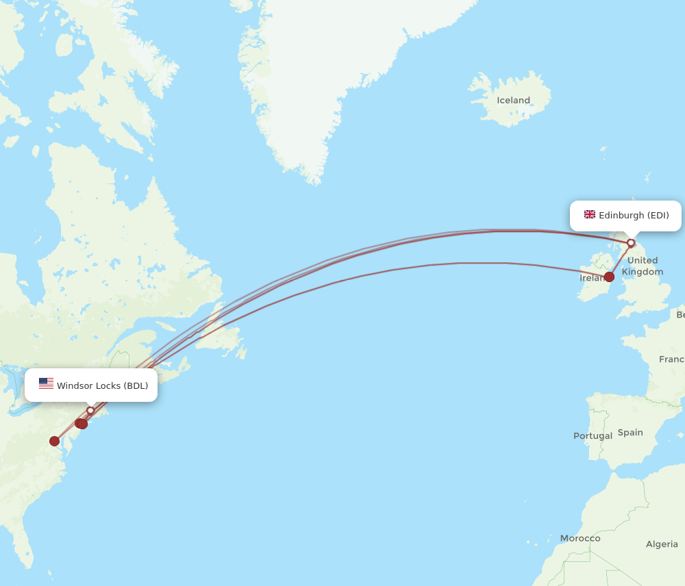 EDI-BDL flight routes