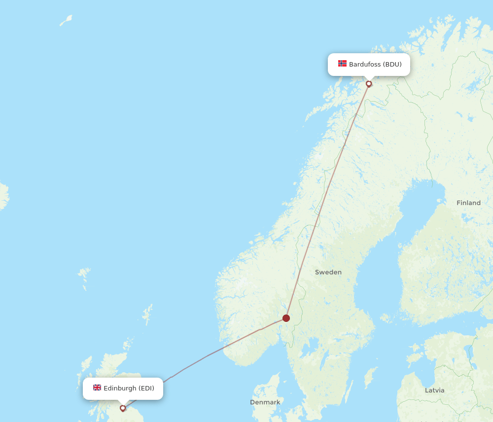 EDI to BDU flights and routes map