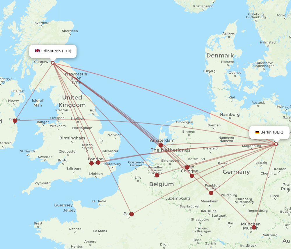EDI to BER flights and routes map