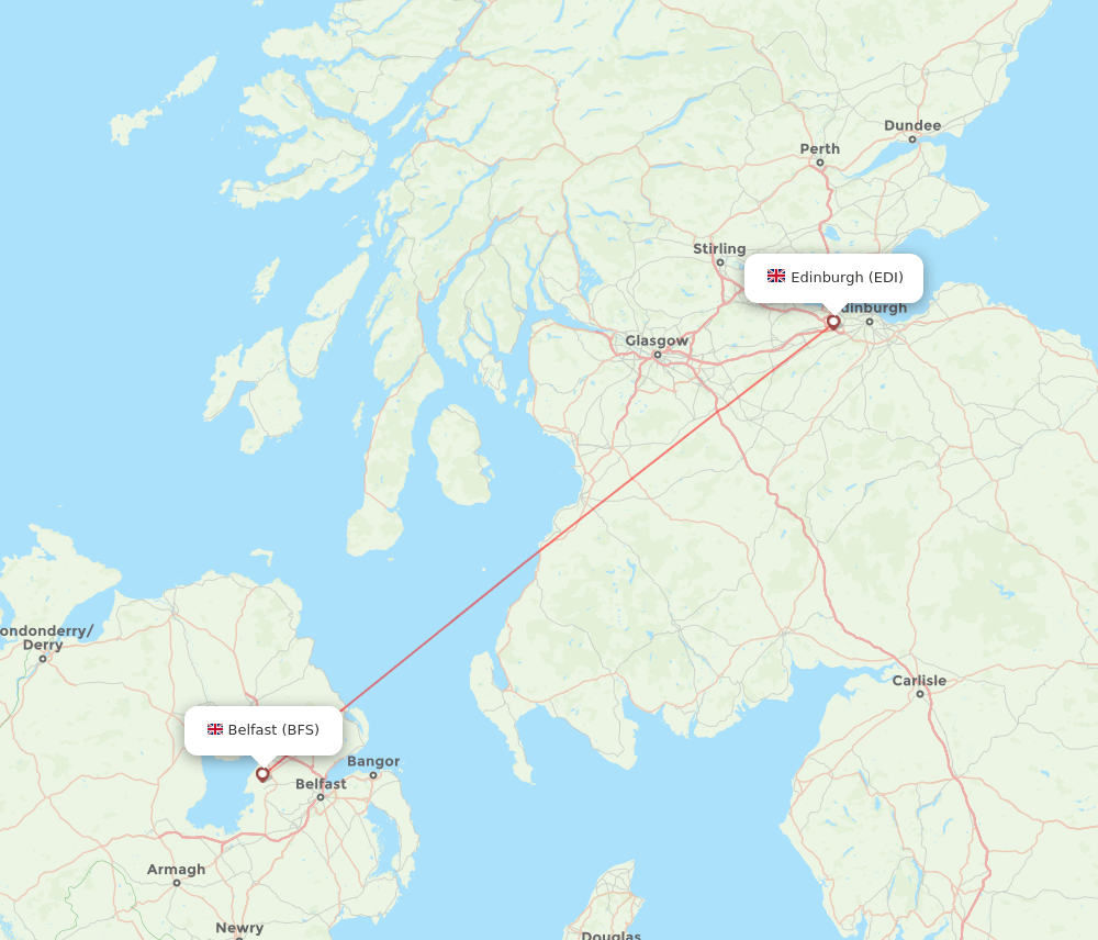 Edinburgh - Belfast route map and flight paths