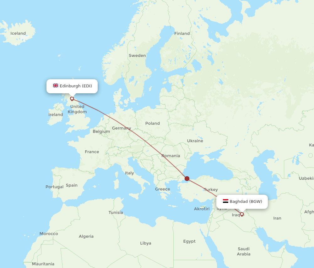 EDI-BGW flight routes