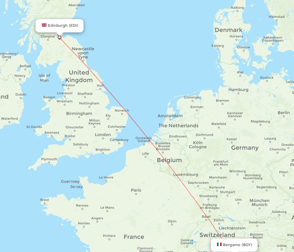 EDI to BGY flights and routes map