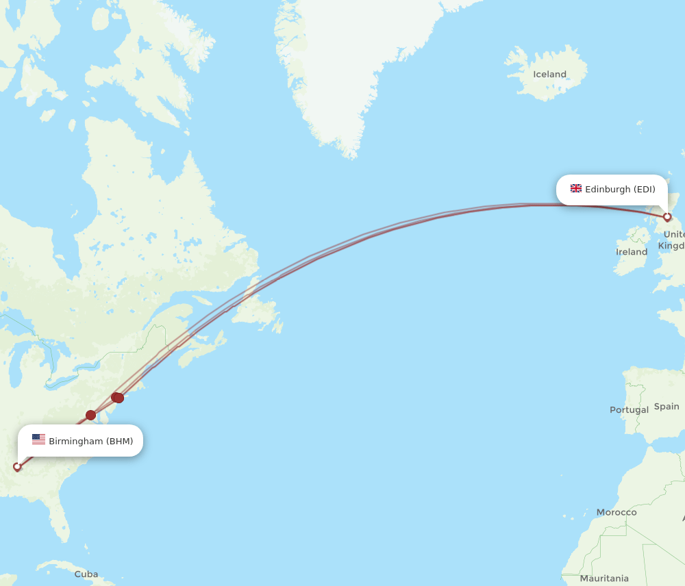 EDI-BHM flight routes