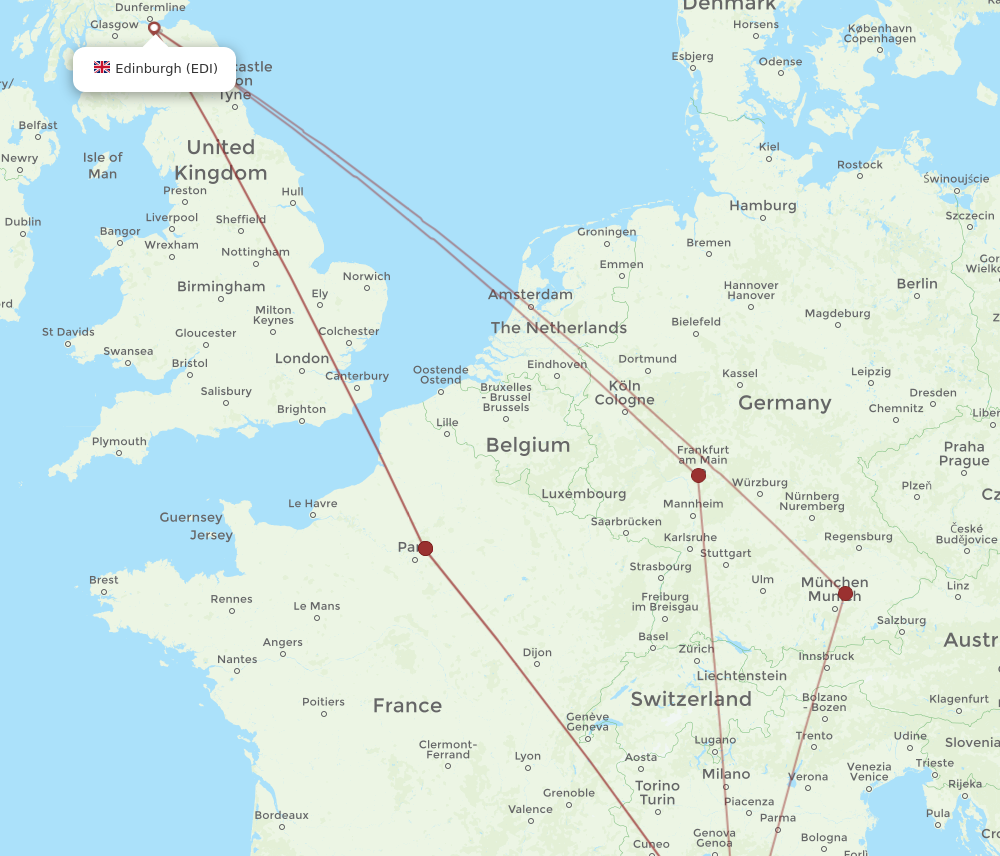EDI to BIA flights and routes map