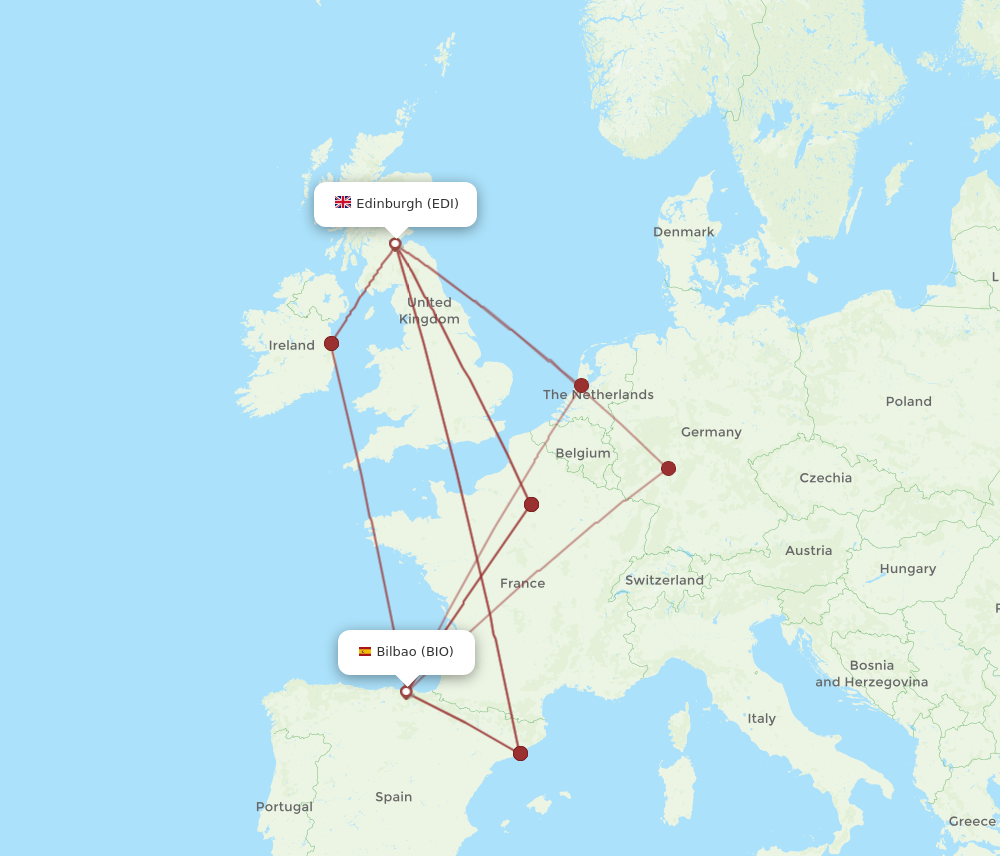 EDI to BIO flights and routes map