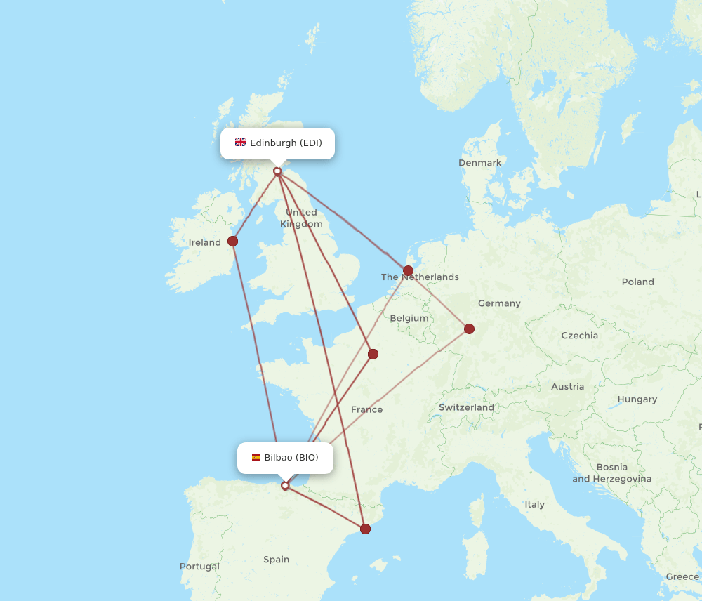 EDI-BIO flight routes