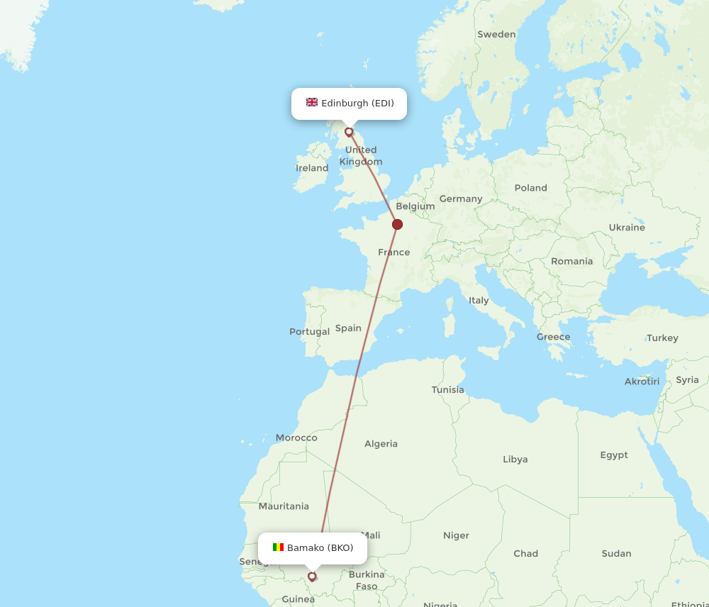 EDI to BKO flights and routes map