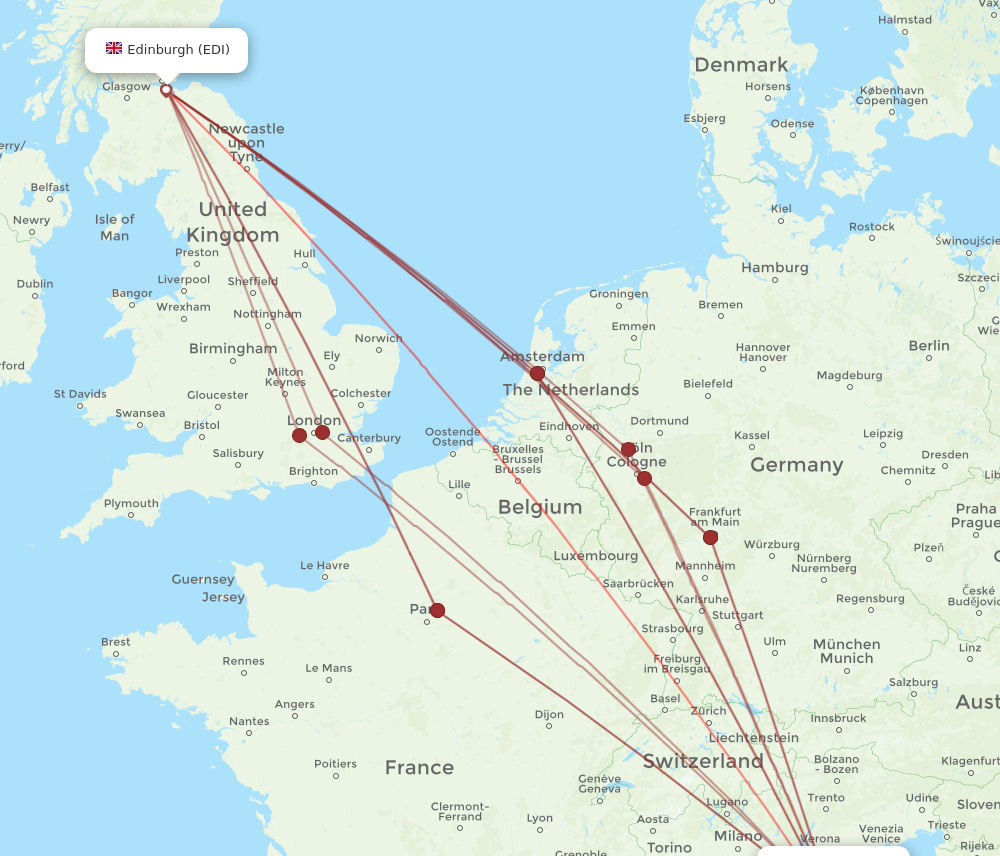 EDI to BLQ flights and routes map