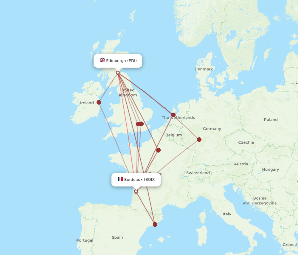 EDI-BOD flight routes