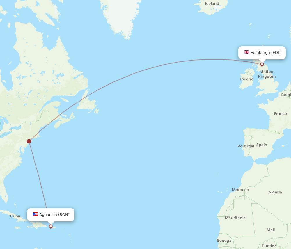 EDI-BQN flight routes
