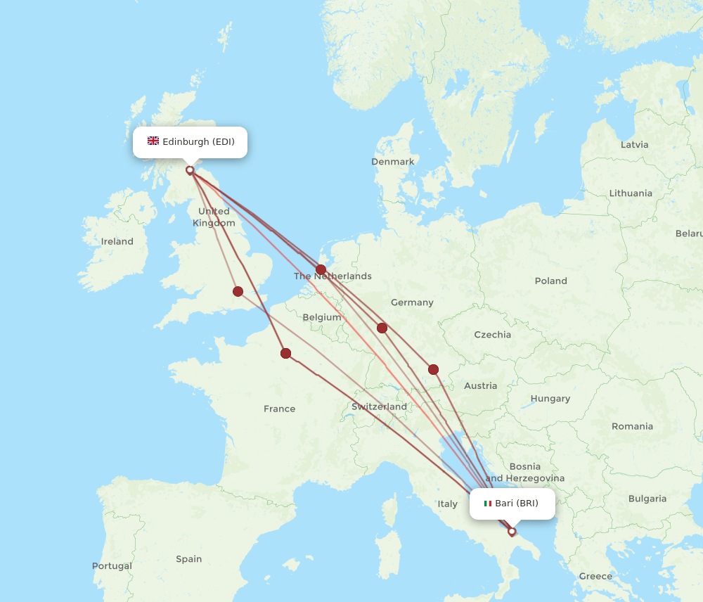 EDI-BRI flight routes