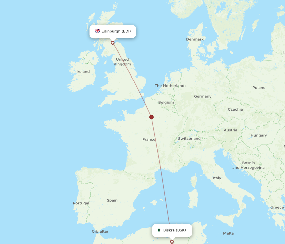 BSK to EDI flights and routes map