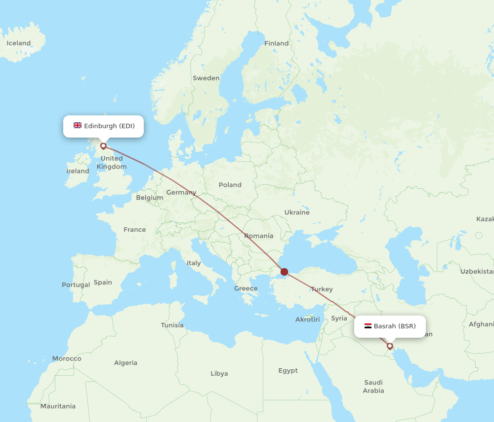 EDI-BSR flight routes