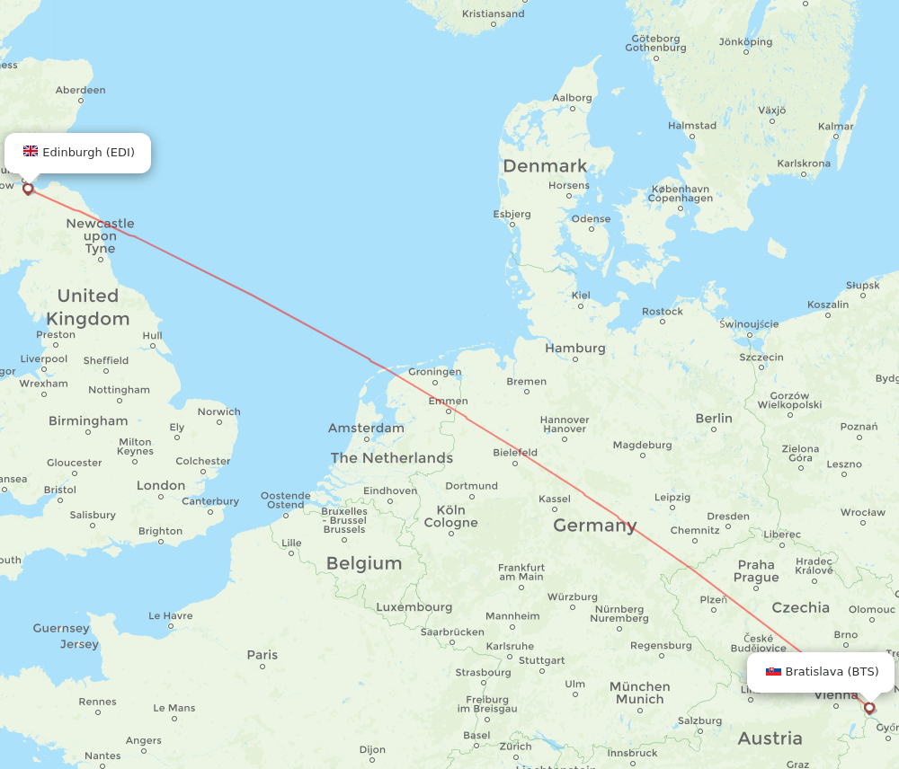 EDI-BTS flight routes
