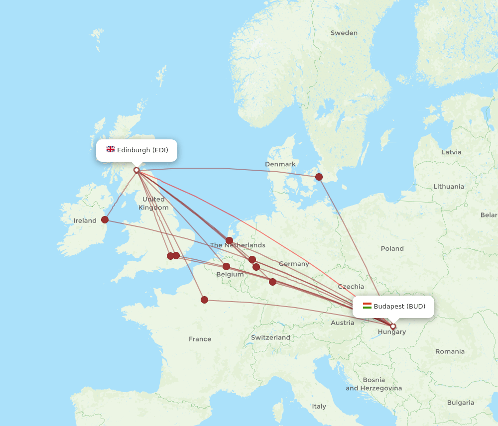 EDI-BUD flight routes