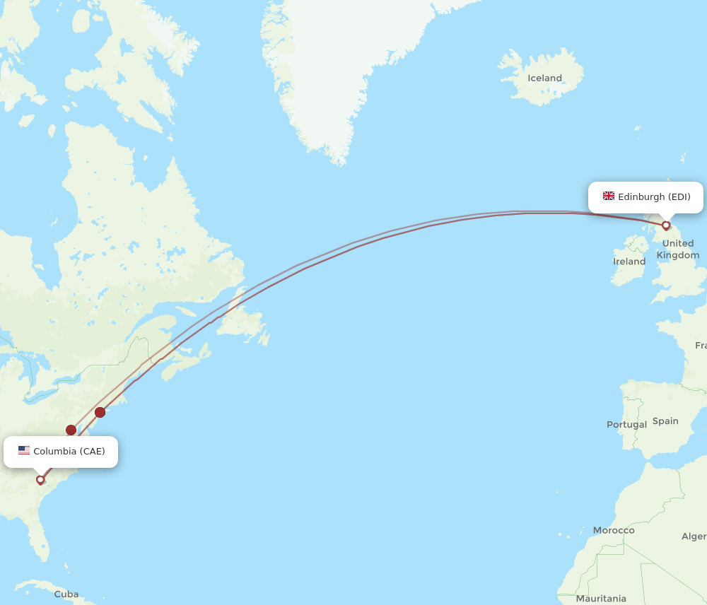 EDI-CAE flight routes