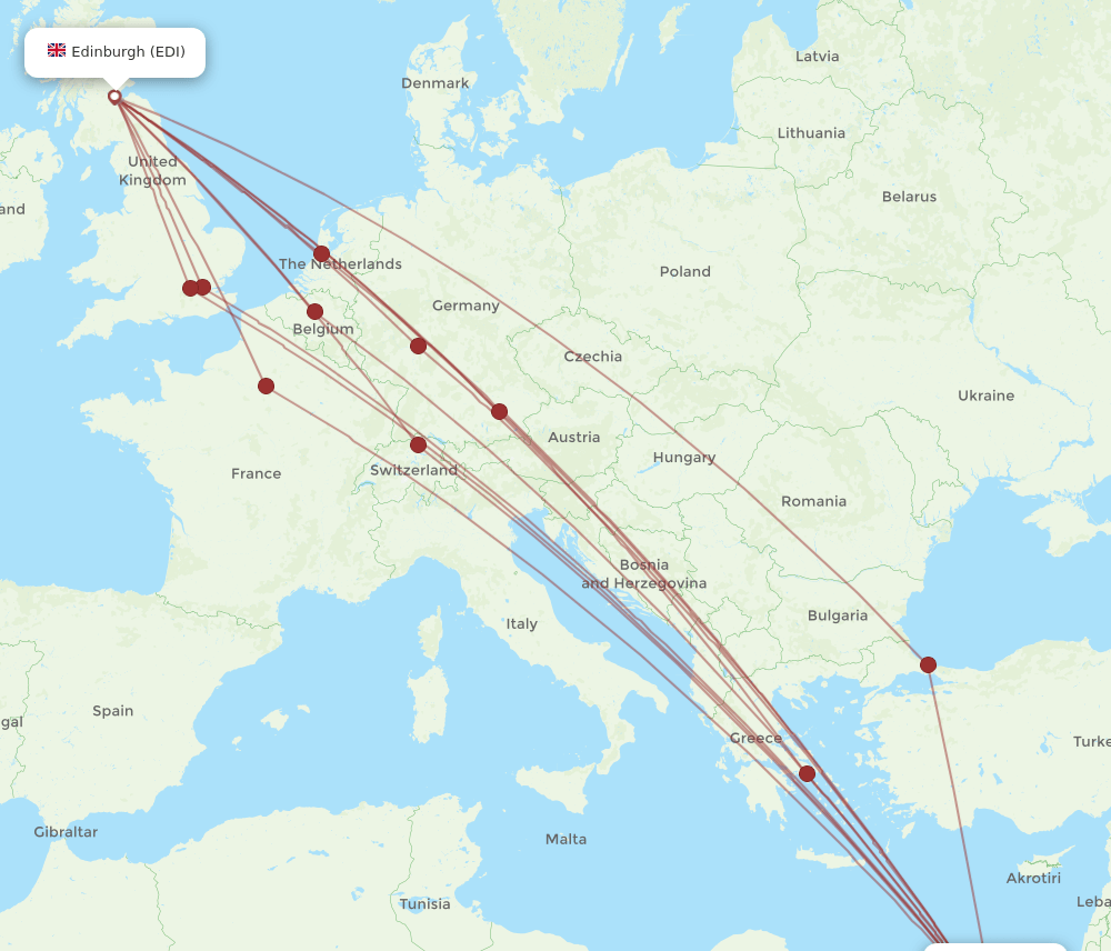 EDI-CAI flight routes