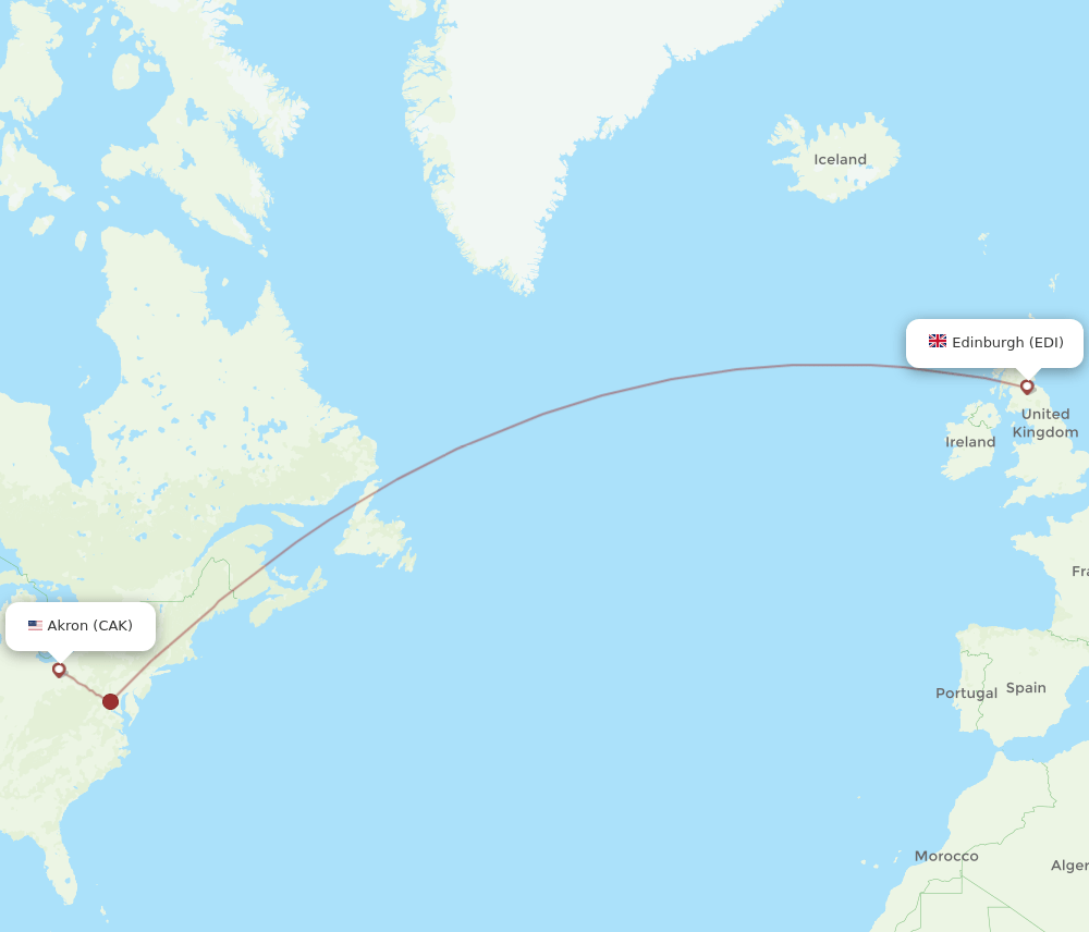 CAK to EDI flights and routes map