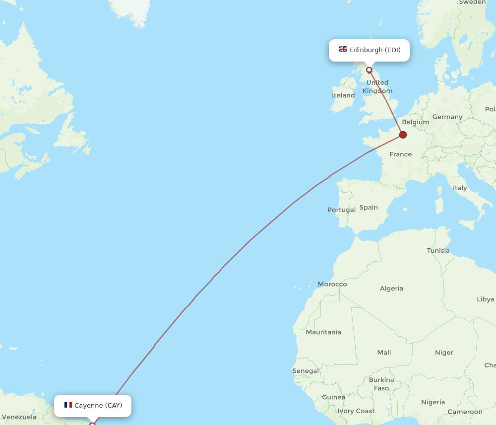 EDI-CAY flight routes