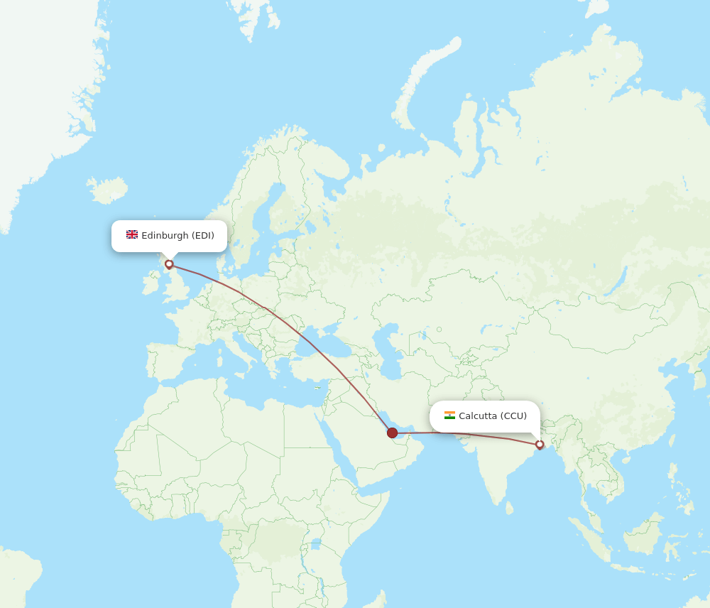 EDI-CCU flight routes