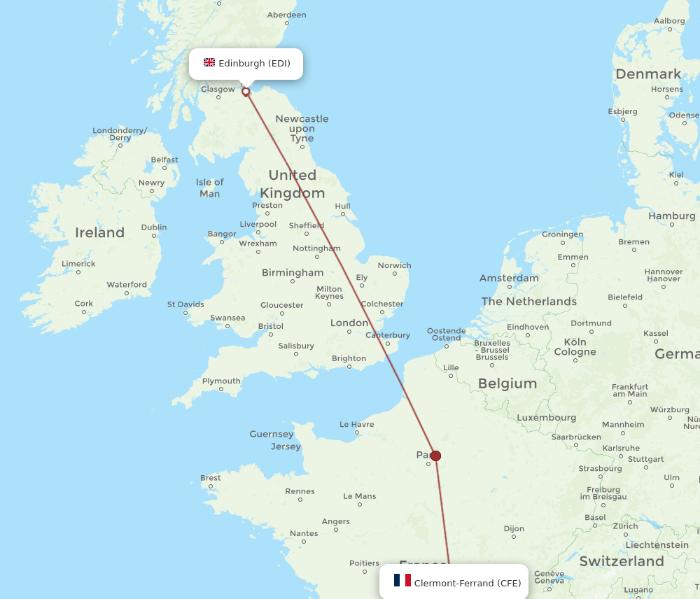 EDI-CFE flight routes