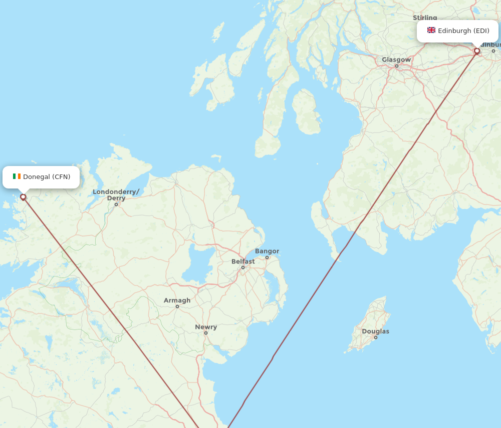 EDI to CFN flights and routes map
