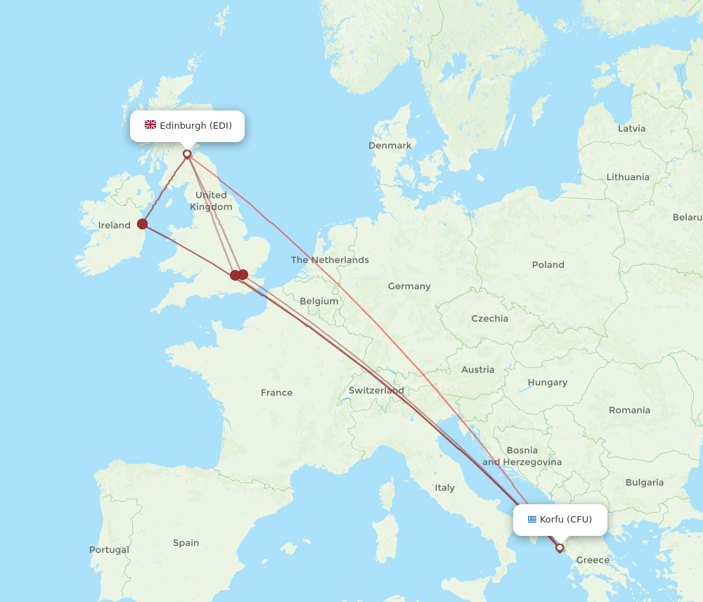 EDI-CFU flight routes