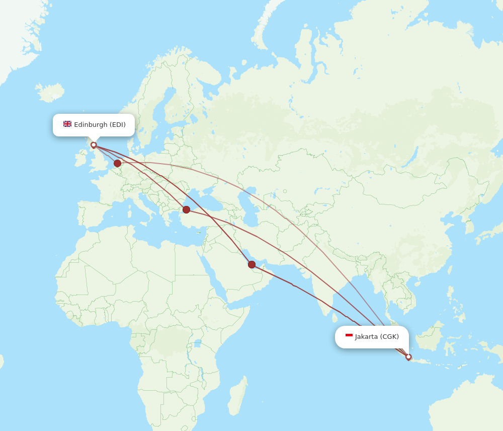 EDI to CGK flights and routes map