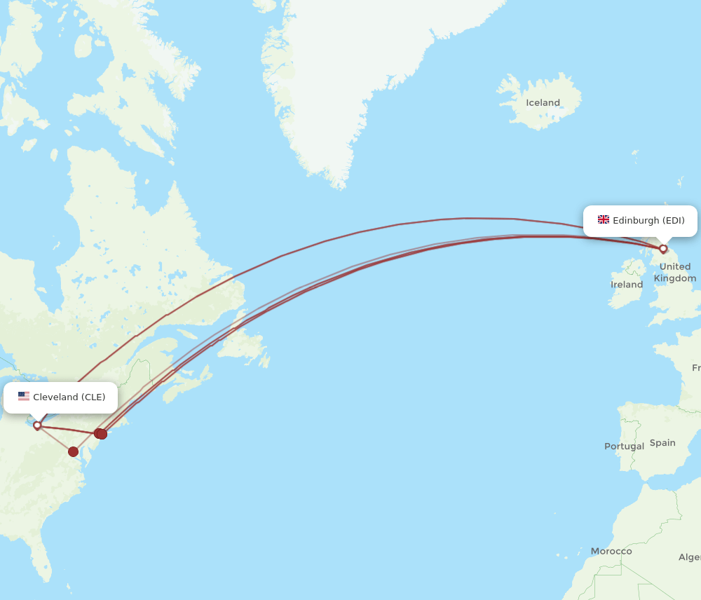 EDI-CLE flight routes