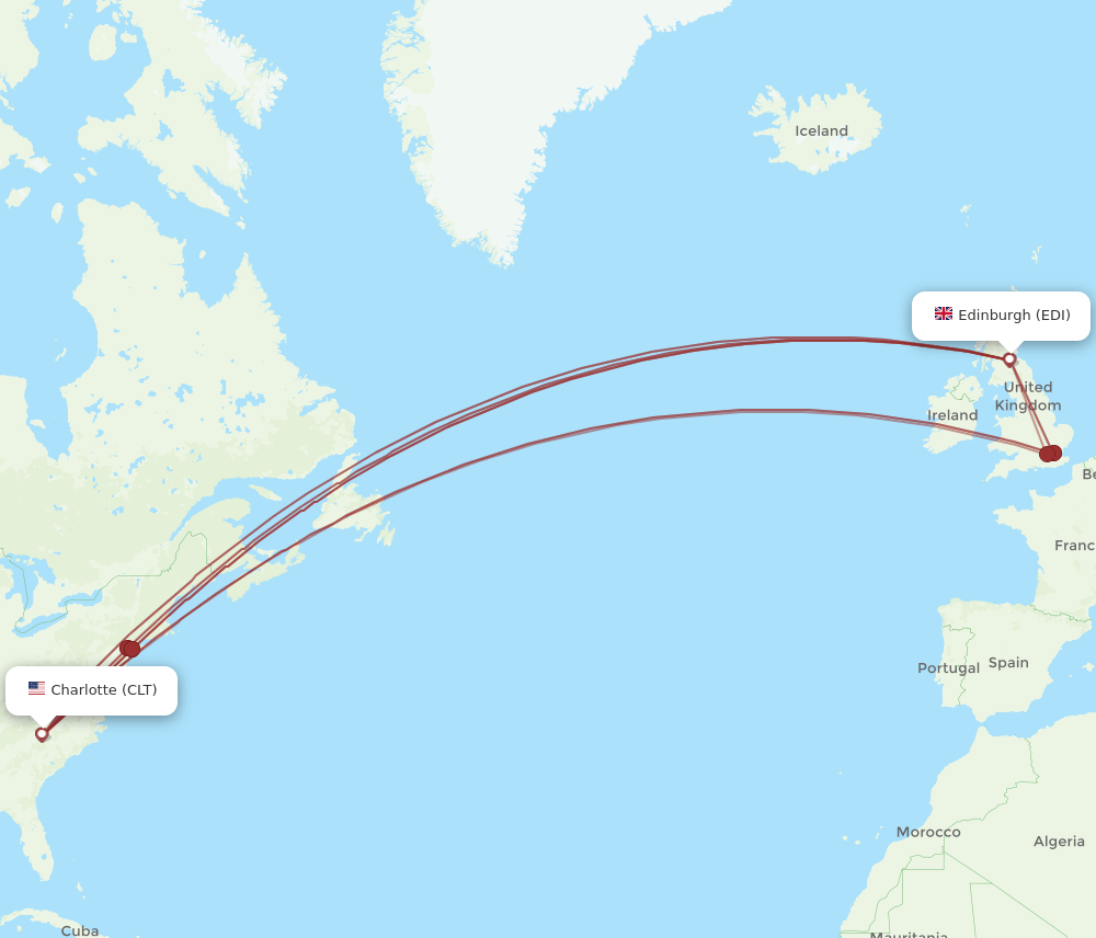 EDI-CLT flight routes
