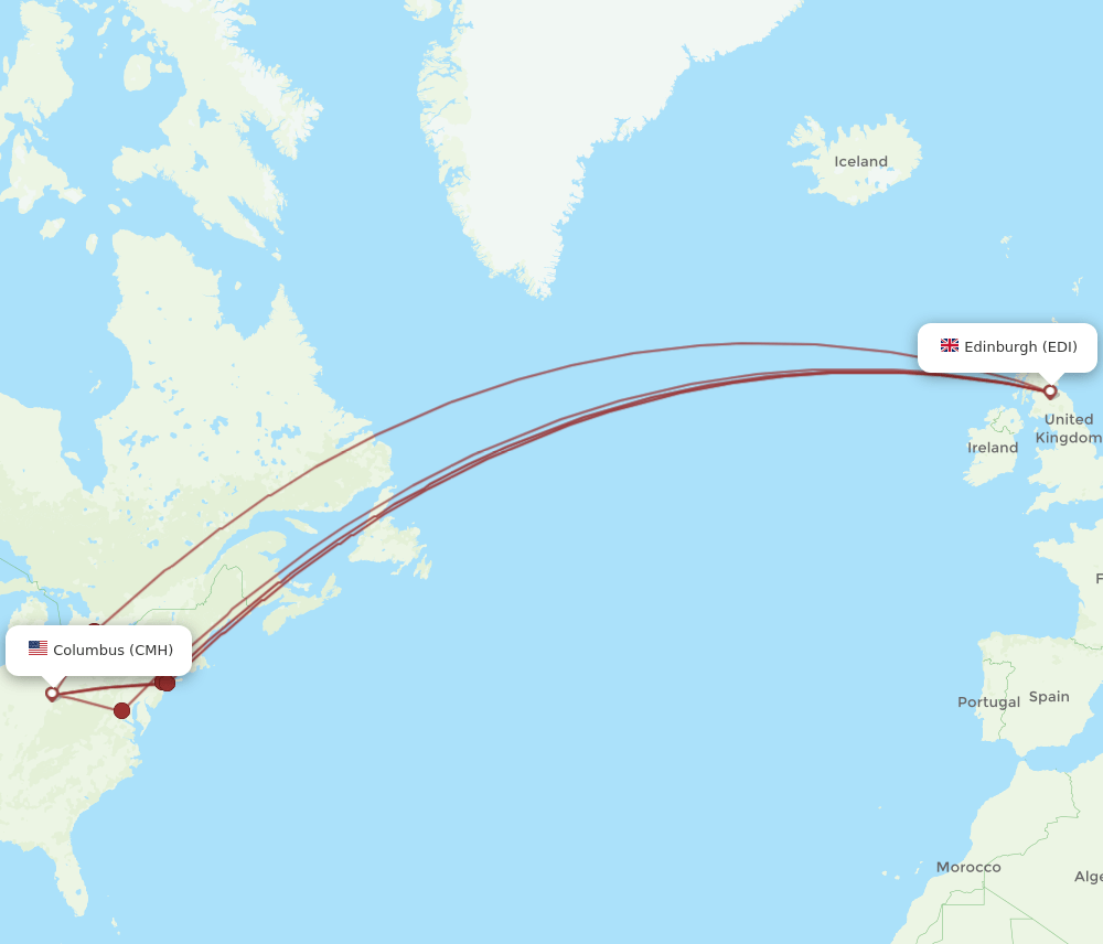 EDI-CMH flight routes