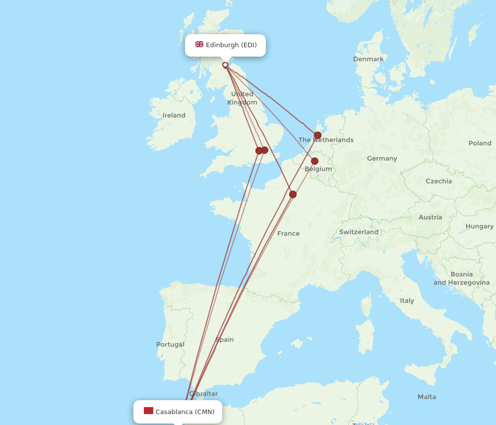 EDI-CMN flight routes