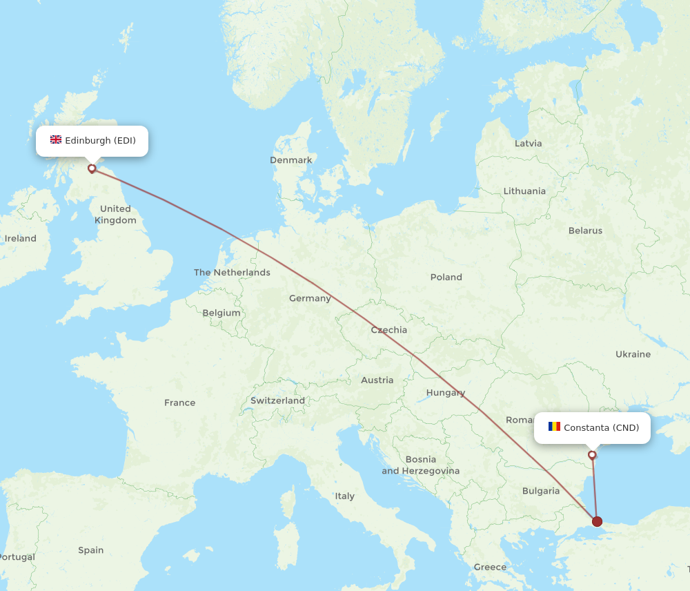 CND to EDI flights and routes map