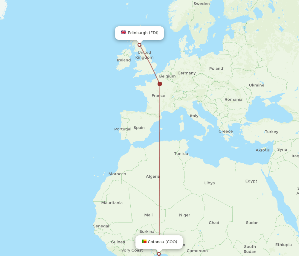 EDI-COO flight routes
