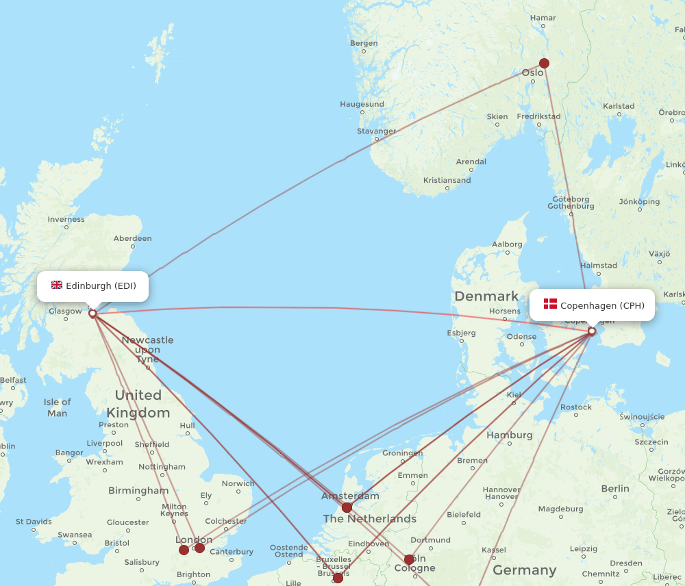 EDI-CPH flight routes