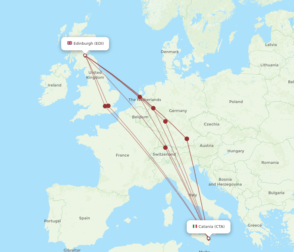 EDI to CTA flights and routes map