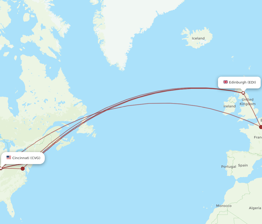 EDI-CVG flight routes