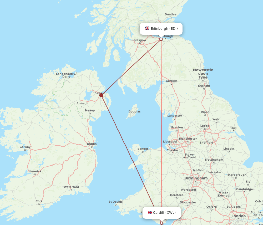 EDI-CWL flight routes