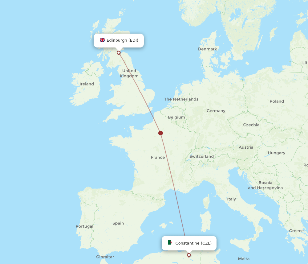 EDI to CZL flights and routes map