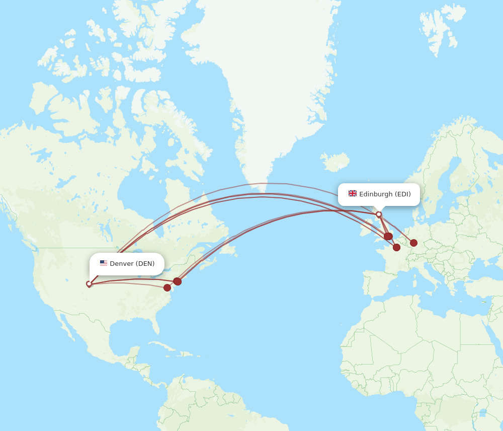 EDI to DEN flights and routes map