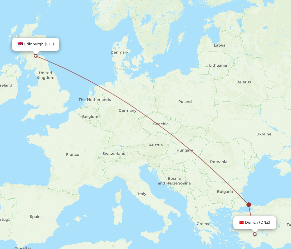 EDI-DNZ flight routes