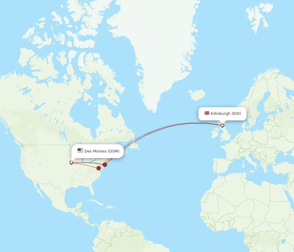 EDI-DSM flight routes
