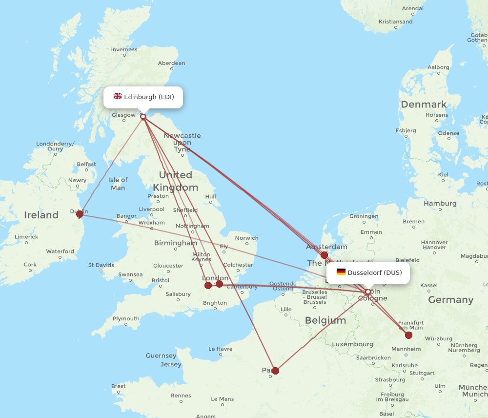 EDI-DUS flight routes