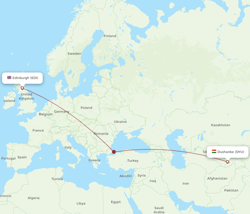 EDI-DYU flight routes