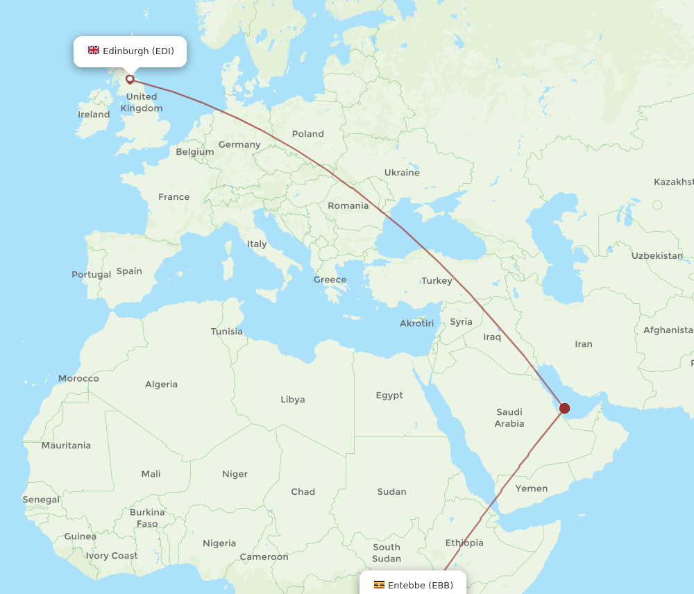 EDI-EBB flight routes