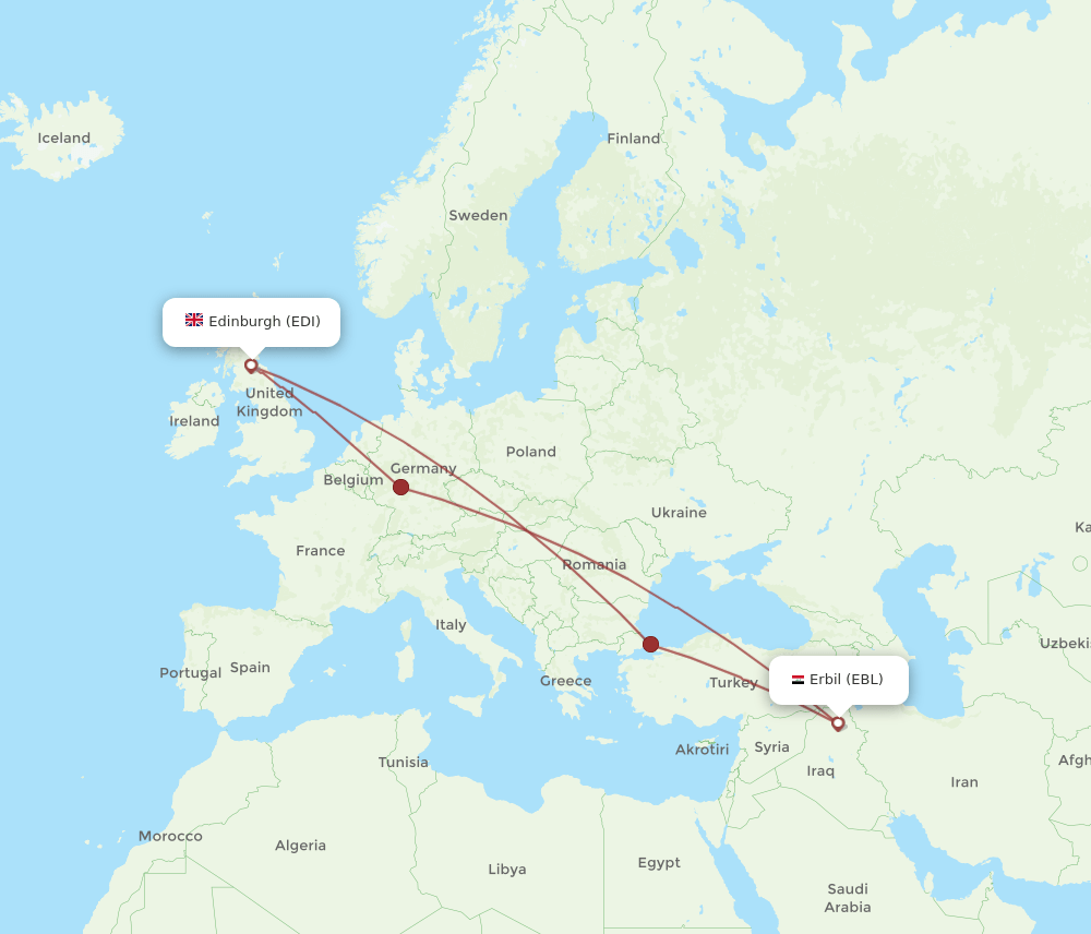 EDI-EBL flight routes