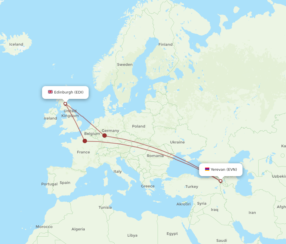 EDI-EVN flight routes