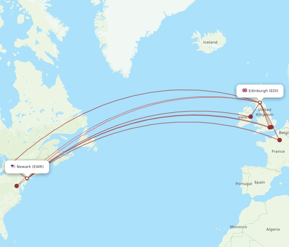 EDI-EWR flight routes