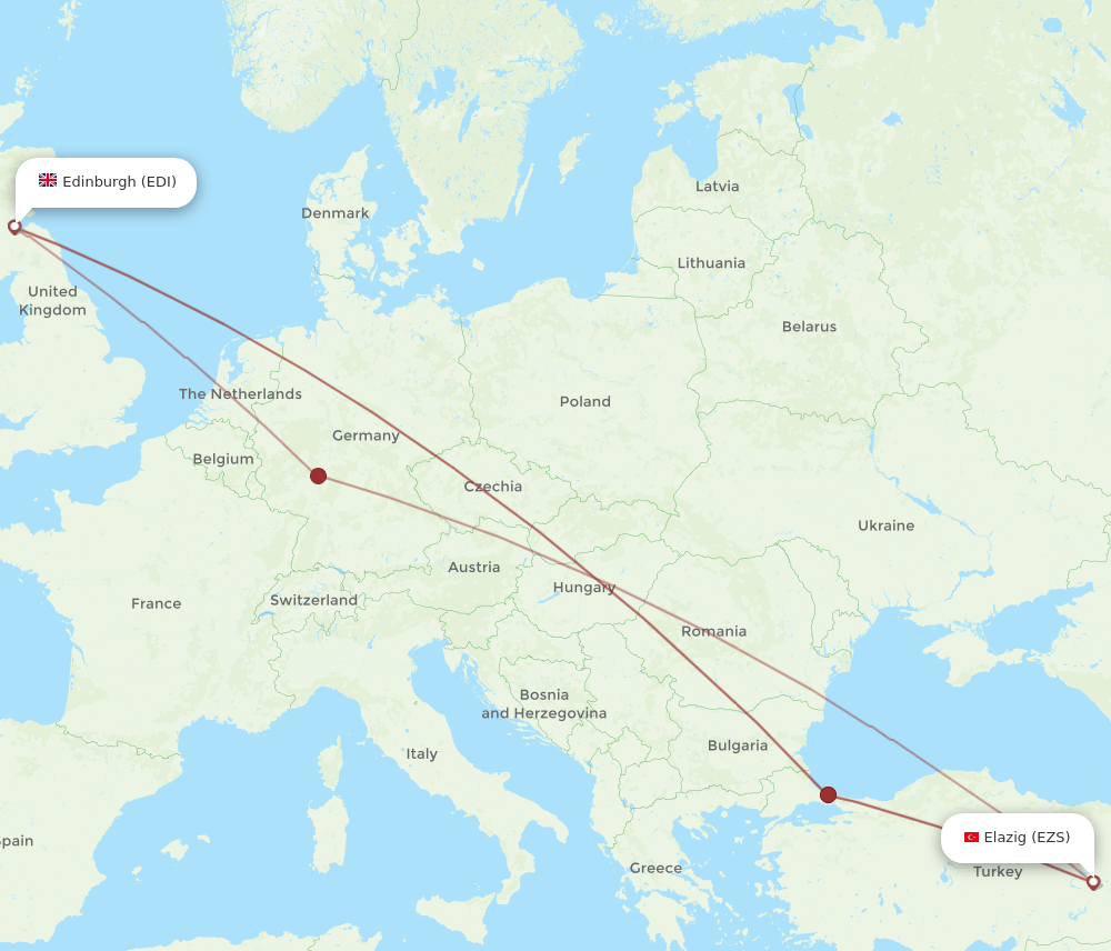 EDI-EZS flight routes