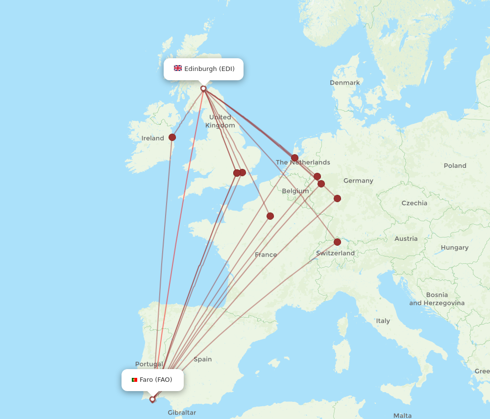 EDI to FAO flights and routes map